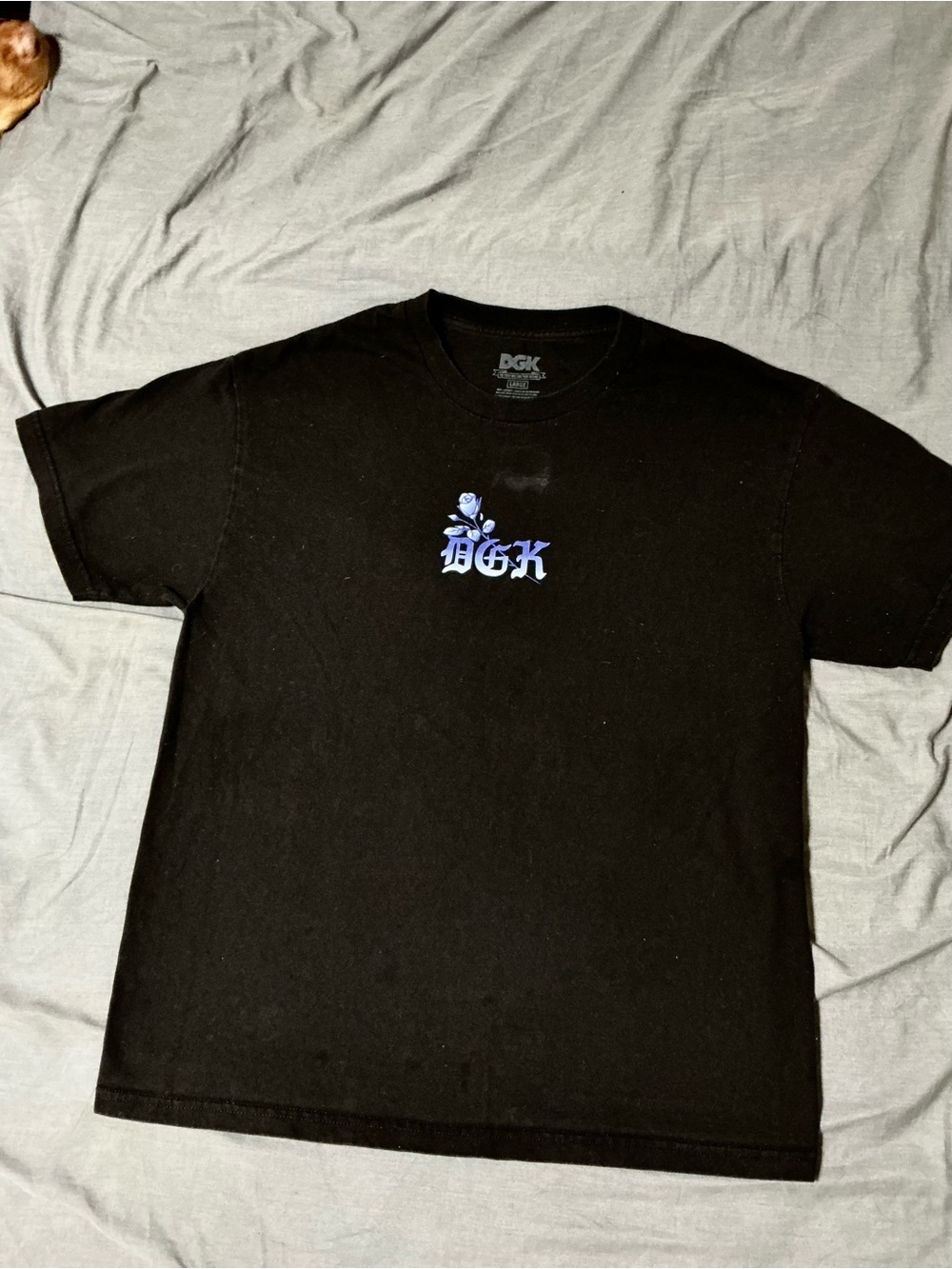 DGK Black Tee with Blue Rose Logo